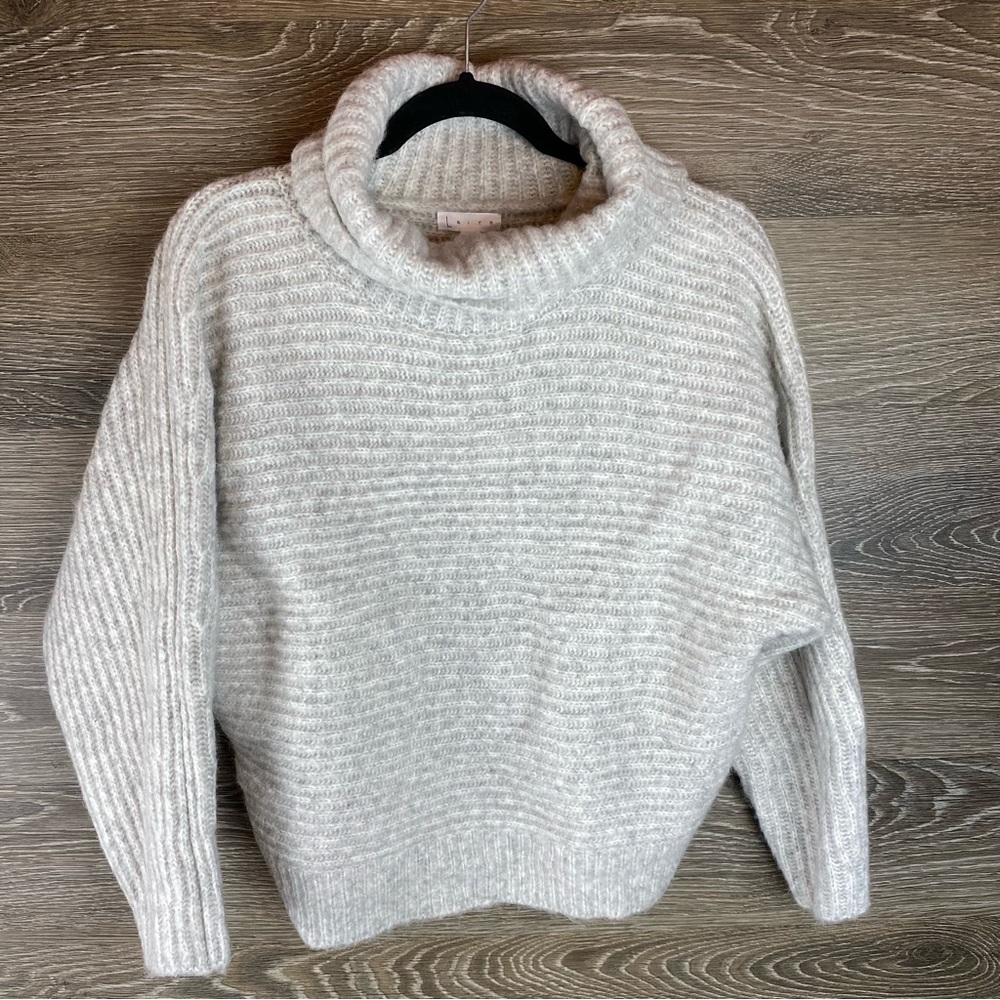 Leith Dolman Turtleneck Grey Alpaca Sweater NWT Size M